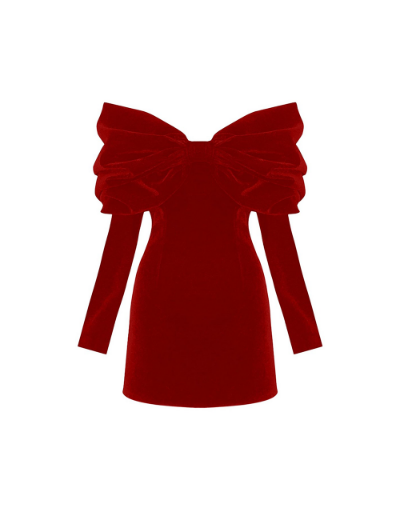 Picture of Lavinya Velvet Red Dress